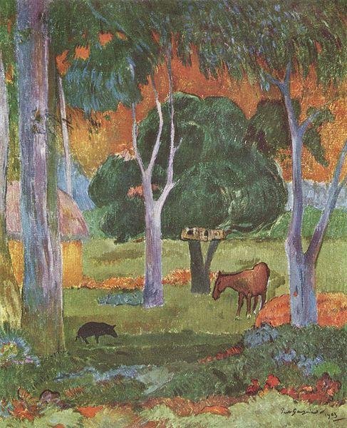 Paul Gauguin Landschaft auf La Dominique Norge oil painting art
